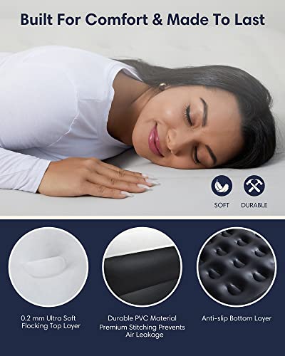  Inflatable Queen Air Mattress With Built In Pump,18"Elevated Durable Air Mattresses For Camping,Home&Guests,Fast&Easy Inflation/Deflation Airbed,Black Double Blow Up Bed,Travel Cushion,Indoor