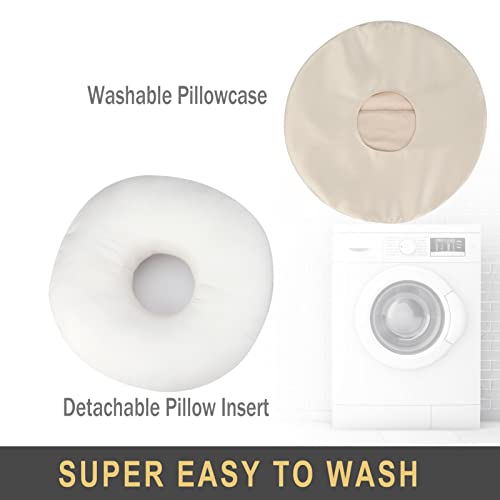 HapiPoppy Detachable Piercing Pillow With Silk Pillowcase, Easy To Clean Ear Pillow With Hole For Side Sleepers, Ear Pain, Head, Cnh, Pressure Sore | Washable Donut Smooth Guard Pillows Champagne
