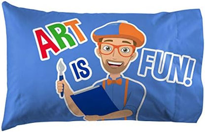  Jay Franco Bluey Hello 1 Single Reversible Pillowcase - Double-Sided Kids Super Soft Bedding (Official Bluey Product)