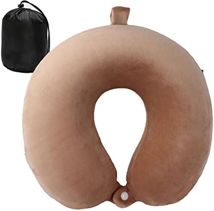 DUANY STORE Neck Pillow For Traveling, Upgraded Travel Neck Pillow For Airplane 100% Pure Memory Foam Travel Pillow For Flight Headrest Sleep, Portable Plane Accessories (Pink)