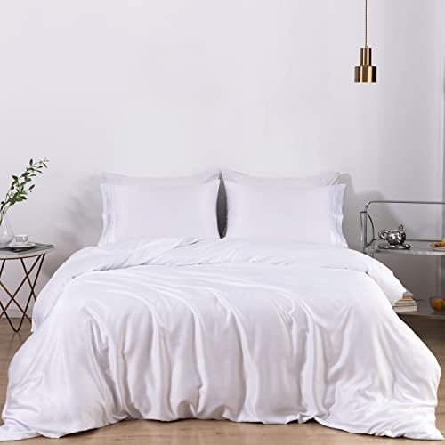  MISERRO Gray Duvet Cover Queen Size - Silky Soft For Hair And Skin Duvet Cover Set 3 Pieces With Zipper Closure, 1 Duvet Cover And 2 Pillow Shams
