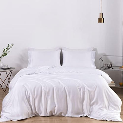  MISERRO Gray Duvet Cover Queen Size - Silky Soft For Hair And Skin Duvet Cover Set 3 Pieces With Zipper Closure, 1 Duvet Cover And 2 Pillow Shams