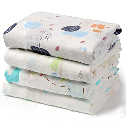  Viviland Swaddle Blanket, 100% Cotton Muslin Swaddle Blanket For Boys Girls, 4 Pack Baby Swaddle Blanket Muslin Swaddle Receiving Blanket For Newborn, Muslin Blanket Soft Silky Breathable, 47X47In