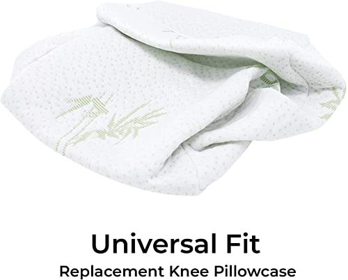  Aholicdeals Orthopedic Bamboo Knee Pillow For Side Sleepers - Sciatica Relief - 100% Memory Foam Leg Pillow Wedge Contour, White, 10 X 8 X 5