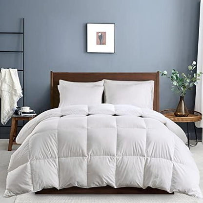  King Size Goose Down Comforter Feather, 100% Organic Cotton Cover, All Season Luxury Hotel Collection 750 Fill Power Fluffy Bedding Duvet Insert With Corner And Tabs(106"x90", White)