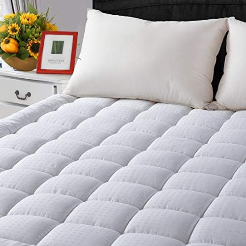  Queen Mattress Pad Cover Cooling Mattress Topper Cotton Top Pillow Top With Snow Down Alternative Fill (8-21 Inch Fitted Deep) Pocket