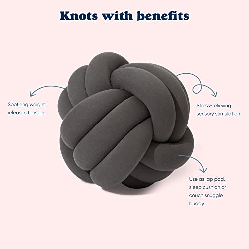  Bearaby Hand-Crafted Knot Pillow Ball - Relieve Stress With Oeko-TEX Certified Organic And Gently Weighted Material - Handcrafted From Natural Rubber Foam (Asteroid Grey, Large)