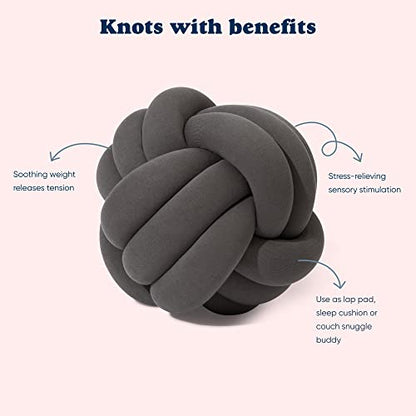  Bearaby Hand-Crafted Knot Pillow Ball - Relieve Stress With Oeko-TEX Certified Organic And Gently Weighted Material - Handcrafted From Natural Rubber Foam (Asteroid Grey, Large)
