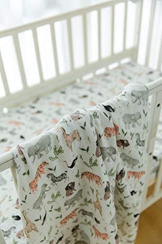 Little Jump Muslin Baby Quilt, Jungle Print Bamboo Muslin Quilt Toddler Blanket - Oversized 47" X 47" - 2 Layers Muslin Crib Blanket For Baby Boy And Girls (Jungle)