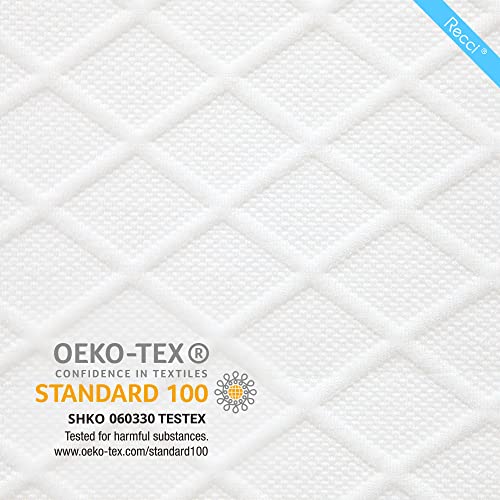  RECCI 2 Inch Mattress Topper Cover Twin Size (Only Cover), Breathable Bamboo Viscose Mattress Topper Protector, Washable Mattress Topper Encasement With Zipper & Adjustable Straps (Twin, White)