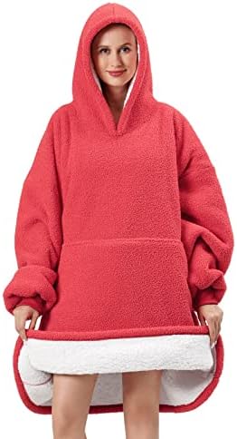  Oversized Blanket Hoodie For Adults - Extra Long Wearable Sweatshirt With Giant Sleeve, Hood And Pocket