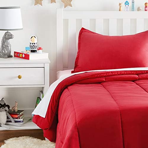  Amazon Basics Kid's Comforter Set - Soft, Easy-Wash Microfiber - Twin, Light Pink