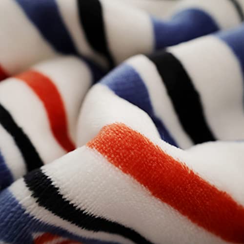  Sherpa Fleece Throw Blanket, Fuzzy Warm Super Soft Reversible Stripe Geometric Pattern Plush Blanket For Bed, Sofa And Couch, 50 X 60 Inches, Red/Blue