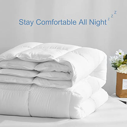  Queen Comforter Duvet Insert White Comforters All Season Alternative Comforter Machine Washable Soft Brushed Microfiber Bedding Comforter With Corner Tabs 90X90Inches 46oz