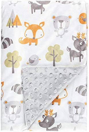  Soft Plush Deer Minky Baby Blanket For Boys Girls Unisex With Print Animal Pattern Double Layer Dotted Backing Bed Throws For Baby Crib Receiving For Newborns 30x40 Inches