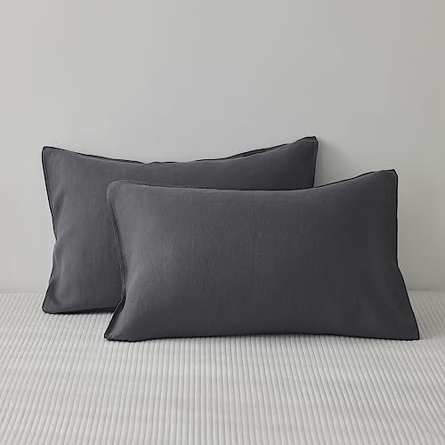  TOSMO 100% Linen Pillowcase Queen Size, Set Of 2, Stone Washed Pillowcases Envelope Closure, Soft And Durable Pillow Cases, 20" X 30", Natural Linen