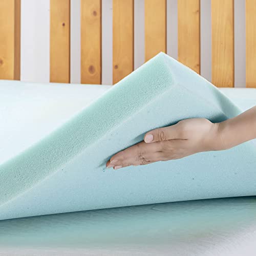  Best Price Mattress 2.5 Inch Ventilated Memory Foam Mattress Topper, Cooling Gel Infusion, CertiPUR-US Certified, Twin XL,Blue