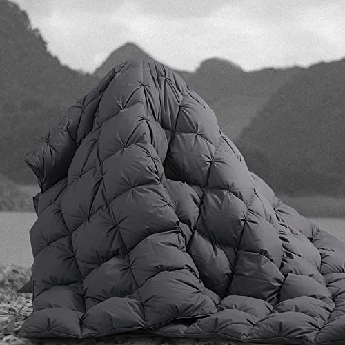  120x98 Palatial King Goose Feather And Down Comforter Duvet Insert Pinch Pleat Comforter-100% Cotton Cover-Fluffy And Soft For All Season Warmth-80 Oz