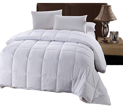  Down Alternative Comforter (King-Calking, 106x90) 60-Ounces Of Fill, Solid Baffle Box Pattern, Soft And Fluffy Hotel Style Duvet Insert With Corner Ties, White