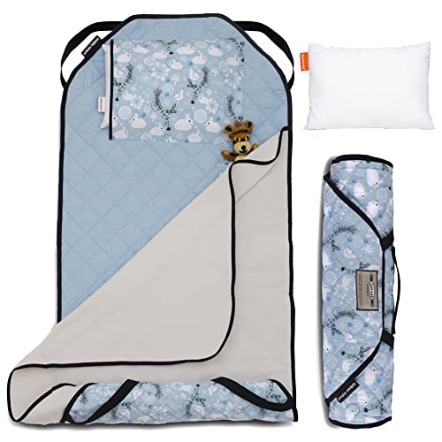  Tot Cot Kids Nap Mat - Toddler Preschool Daycare Bedding Cover With Blanket And Pillow - Poppies
