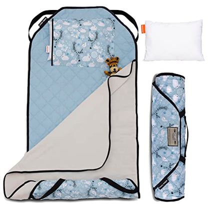  Tot Cot Kids Nap Mat - Toddler Preschool Daycare Bedding Cover With Blanket And Pillow - Poppies