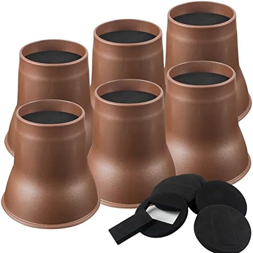  DEDU Bed Risers 6 Inch Heavy Duty 6 Pack, Furniture Risers With Caster Pads Supports Up To 6600 Lbs, Round Couch Risers For Sofas, Desk (Black)