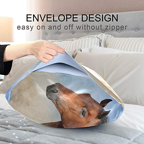  Three Horses Run Satin Pillowcase For Hair And Skin With Envelope Closure, Soft And Cozy, Wrinkle Fade Resistant Satin Pillowcase Size Standard 20x26in