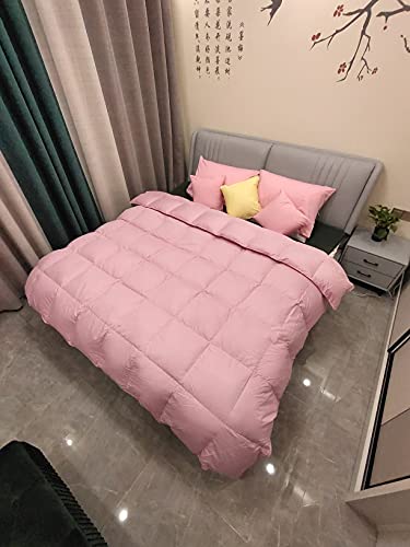  Natural Goose Down Feather Comforter Duvet,300TC Down Proof Cover, 650+ Fill Power,Soft Warm Brethable, Medium Warmth (Cal King Size, Pink)