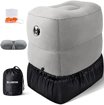  Inflatable Foot Rest Pillow For Air Travel, Airplane FootPillow Adjustable Height Travel Foot Rest Pillow Kids Bed,Portable Foot Rest Pillow For Kids & Adults On Plane,Car,Train,Office 2Pack (Grey2)