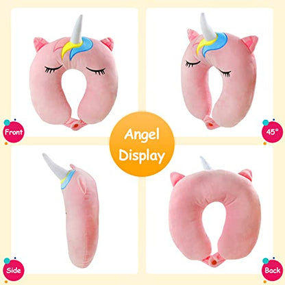  SpecialYou Kids Unicorn Travel Neck Pillow For Airplane, Car, Train Neck Support For Sleeping Resting, Soft Memory Foam Insert And Cute Pink Unicorn Animal Plush Pillow Cover Chirldren Gifts