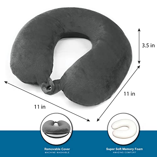  My Perfect Nights Premium Travel Pillow (Gray) Sleep With NO Neck Pain Super Soft Memory Foam Neck Pillow Easy Washing With Removable Cover