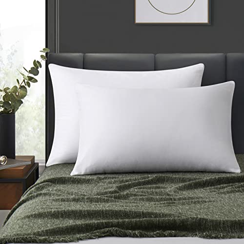  LOSAFEFE 100% Cotton Zippered Pillow Cases Standard Size Set Of 2, Super Soft & Breathable Pillow Protectors With Zipper, White Pillow Case Covers 20x26 Inches