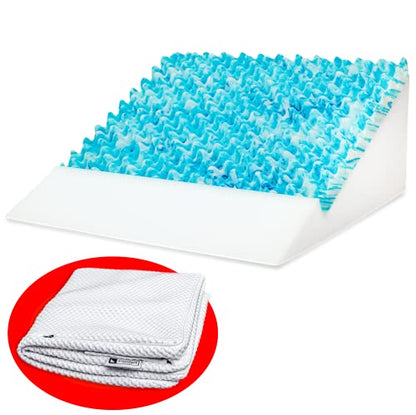  COMFORT WEDGE™ Pillow For Sleeping, Sleep Apnea, Snoring, GERD, Acid Reflux — Memory Foam Bed Wedge Pillow With Orthopedic Support For Surgery Recovery — Triangle Back Pillow For Bed 12" Elevation