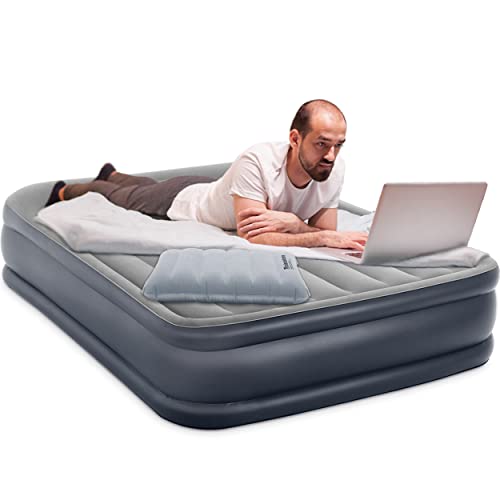  Intex Queen Air Mattress With Built In Pump - 16.5" Easy Inflatable Mattress Air Bed, Dura-Beam Raised Pillow Rest Blow Up Mattress, Inflatable Pillow For Camping, Travel And Home Included