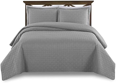  Prime Bedding Manchester 3-Piece Oversized Quilted Bedspread Coverlet Set (Ivory, King)