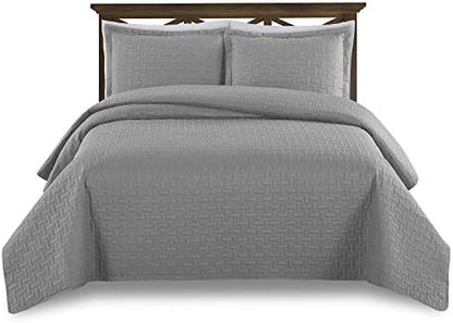  Prime Bedding Manchester 3-Piece Oversized Quilted Bedspread Coverlet Set (Ivory, King)