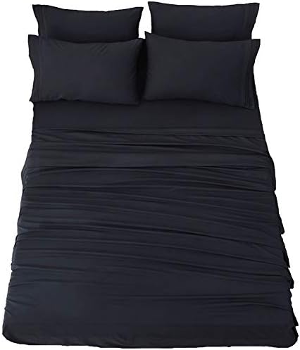  SONORO KATE Bed Sheets Set Sheets Microfiber Super Soft 1800 Thread Count Egyptian Sheets 16-Inch Deep Pocket Wrinkle- 6 Piece (King, Grey)