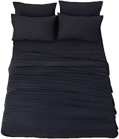  SONORO KATE Bed Sheets Set Sheets Microfiber Super Soft 1800 Thread Count Egyptian Sheets 16-Inch Deep Pocket Wrinkle- 6 Piece (King, Grey)