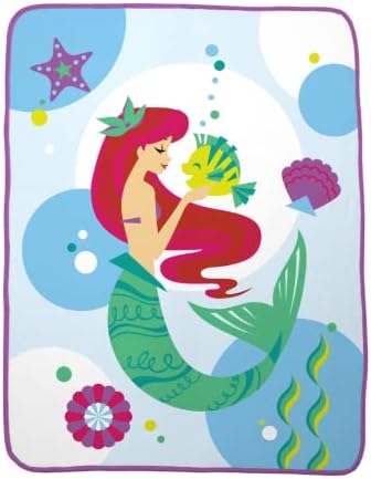  Franco Disney Princess Ariel The Little Mermaid Live Action Movie Kids Bedding Super Soft Plush Micro Raschel Throw, 46 In X 60 In, (Official Licensed Product)