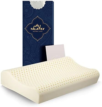  TALATEX 100% Natural Premium Latex Pillow, Adjustable Dunlop Pillow Helps Relieve Pressure, Neck And Shoulder Pain, No Toxic Memory Foam Chemicals, Perfect Package Best Gift