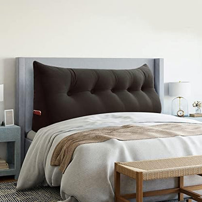  VERCART Large Headboard Pillow Wedge Bed Rest Reading Pillow Daybed Pillows Triangular Headboard Wedge Pillows Bolster Gap Filler Triangle Back Cushion Long Wedge Pillow, Velvet Light Gray Twin