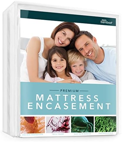  Mattress Encasement - Lab Tested Premium Waterproof, Cool & Breathable Rayon Derived From Bamboo Mattress Encasement And Cover - Queen