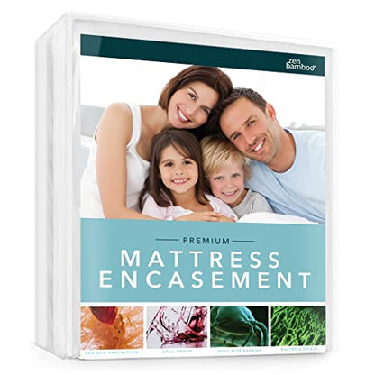  Mattress Encasement - Lab Tested Premium Waterproof, Cool & Breathable Rayon Derived From Bamboo Mattress Encasement And Cover - Queen