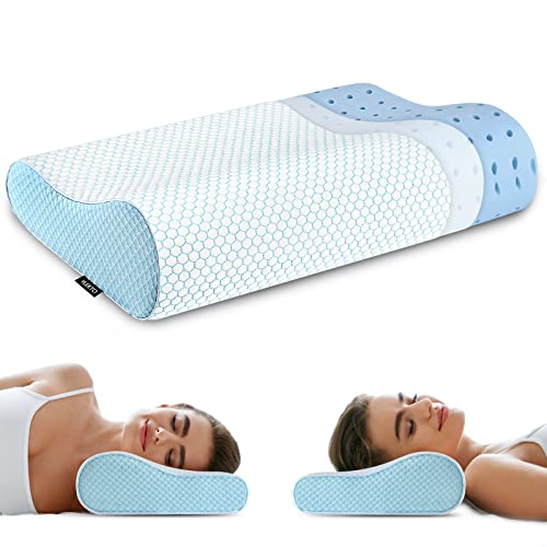  Memory Foam Pillows, Neck Pillow Queen Size Bed Pillow For Sleeping, Ergonomic Cervical Pillow Neck Support Pillow For Side Back Stomach Sleeper, Orthopedic Contour Pillow For Neck And Shoulder Pain