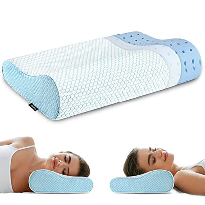  Memory Foam Pillows, Neck Pillow Queen Size Bed Pillow For Sleeping, Ergonomic Cervical Pillow Neck Support Pillow For Side Back Stomach Sleeper, Orthopedic Contour Pillow For Neck And Shoulder Pain