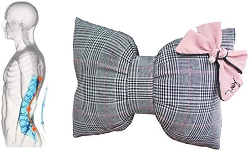  Wishlanlan 1 Pcs Bowknot Shape Lumbar Support Back Cushion For Lower Back Pain Relief- Ideal Back Pillow For Computer/Office Chair, Car Seat (Black + White Spots,Back Cushion)