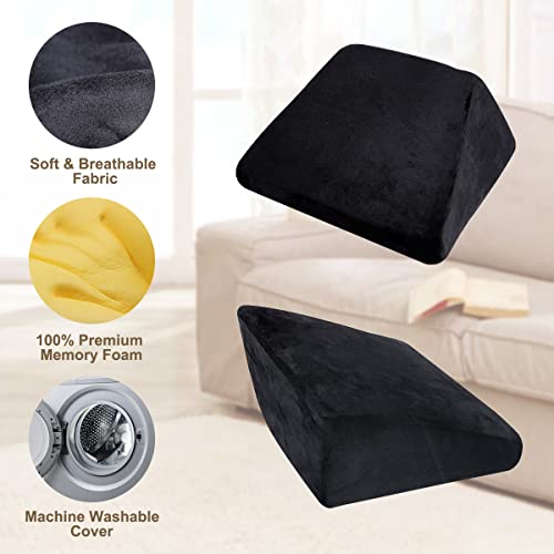  Bipintip Memory Foam Throw Pillow - Wedge Shaped Decorative Couch Pillow，Throw Pillow For Bed Living Room Outroom Quirky Home Decor - Breathable - Lumbar Knee Leg Travel Pillow(Black)