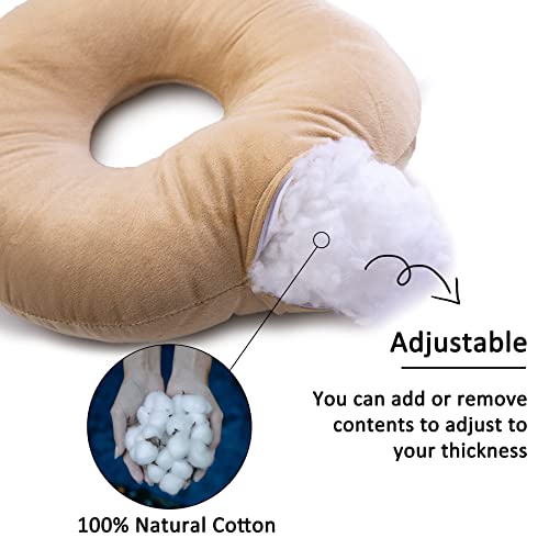  Hshbxd Ear Piercing Pillow, Donut Pillow For Ear Pain ＆CNH, Ear Pillow With Holes For Side Sleepers, Ear Inflammation Relief (Yellow)