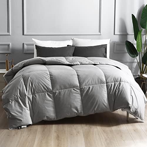  Queen Size Down Comforter - Goose Duck All Season Down Comforter With Filling Down And Feather And Cotton Cover - Duvet Insert Or Stand-Alone Down Comforter