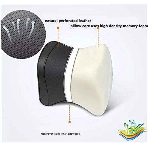  Ovyuzhen Car Neck Pillow, Car Neck Support Pillow For Relieving Neck Fatigue,100% Soft Memory Foam,Pu Leather,Ergonomic Design (Black, 1 Pcs)